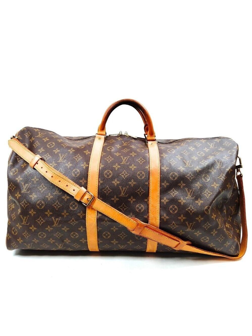 Louis Vuitton LV Boston Bag Keepall Bandouliere 60 Brown Monogram 649-051925